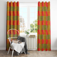 Aloha Hawaii Ilima Maile Lei Window Curtain Palaka Inspired Hawaiian-plaid Red
