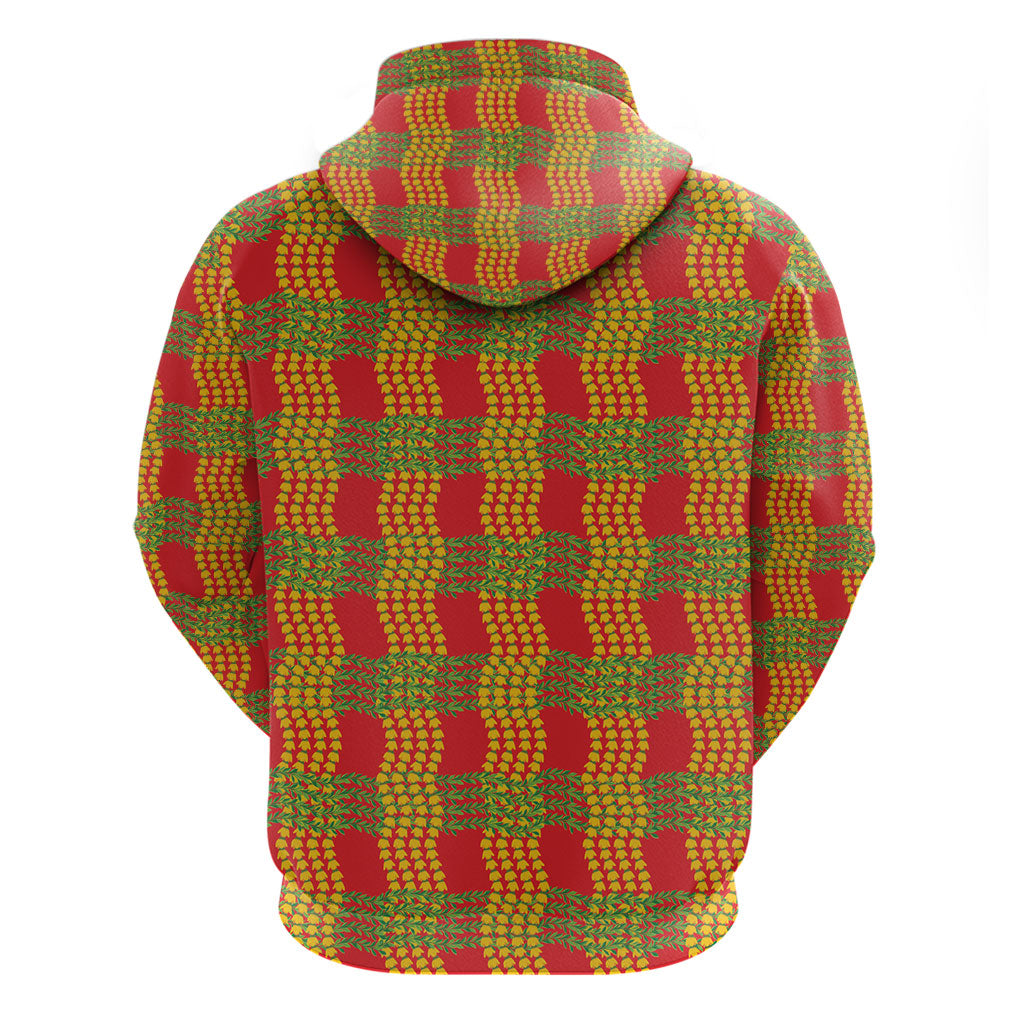 Aloha Hawaii Ilima Maile Lei Zip Hoodie Palaka Inspired Hawaiian-plaid Red