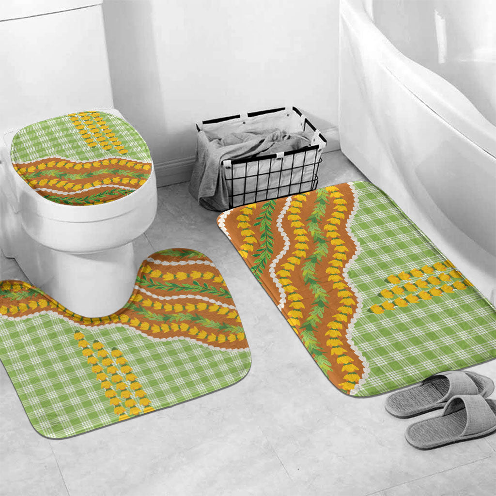 Hawaii Leis Palaka Motifs Bathroom Set Pikake Pakalana Maile Ilima Kakau Style