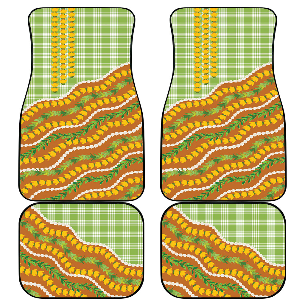 Hawaii Leis Palaka Motifs Car Mats Pikake Pakalana Maile Ilima Kakau Style