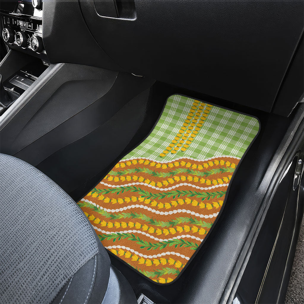 Hawaii Leis Palaka Motifs Car Mats Pikake Pakalana Maile Ilima Kakau Style