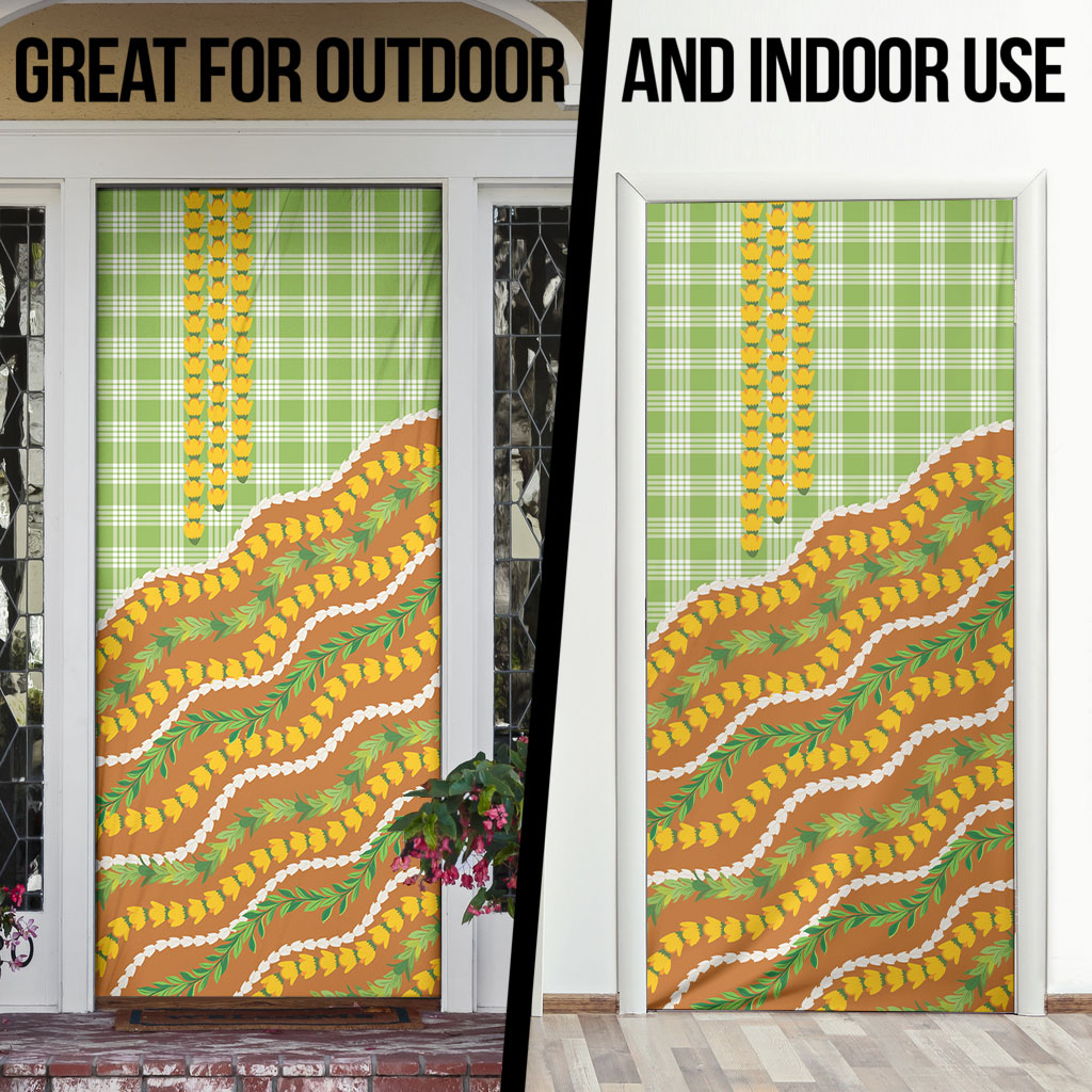Hawaii Leis Palaka Motifs Door Cover Pikake Pakalana Maile Ilima Kakau Style