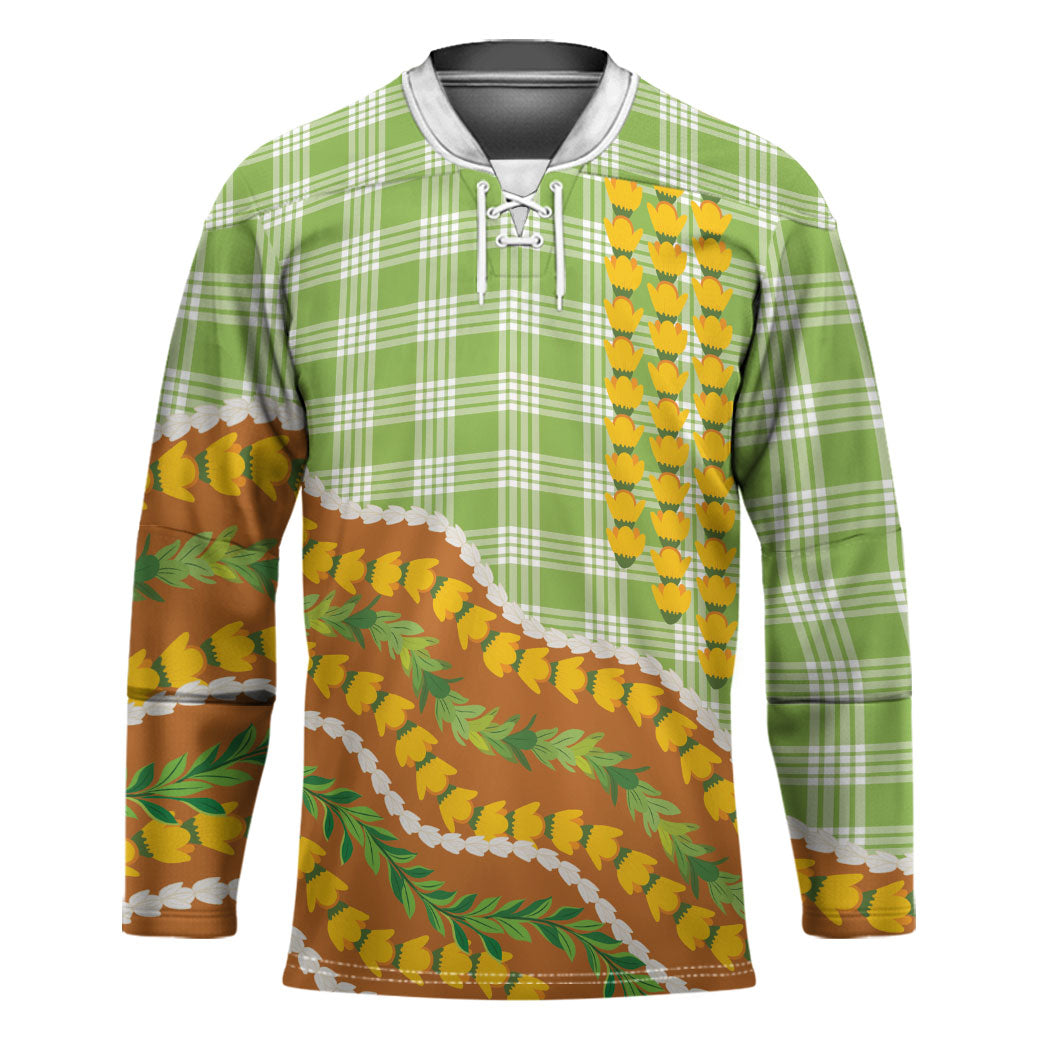 Hawaii Leis Palaka Motifs Hockey Jersey Pikake Pakalana Maile Ilima Kakau Style LT14 Unisex Multicolor - Polynesian Pride