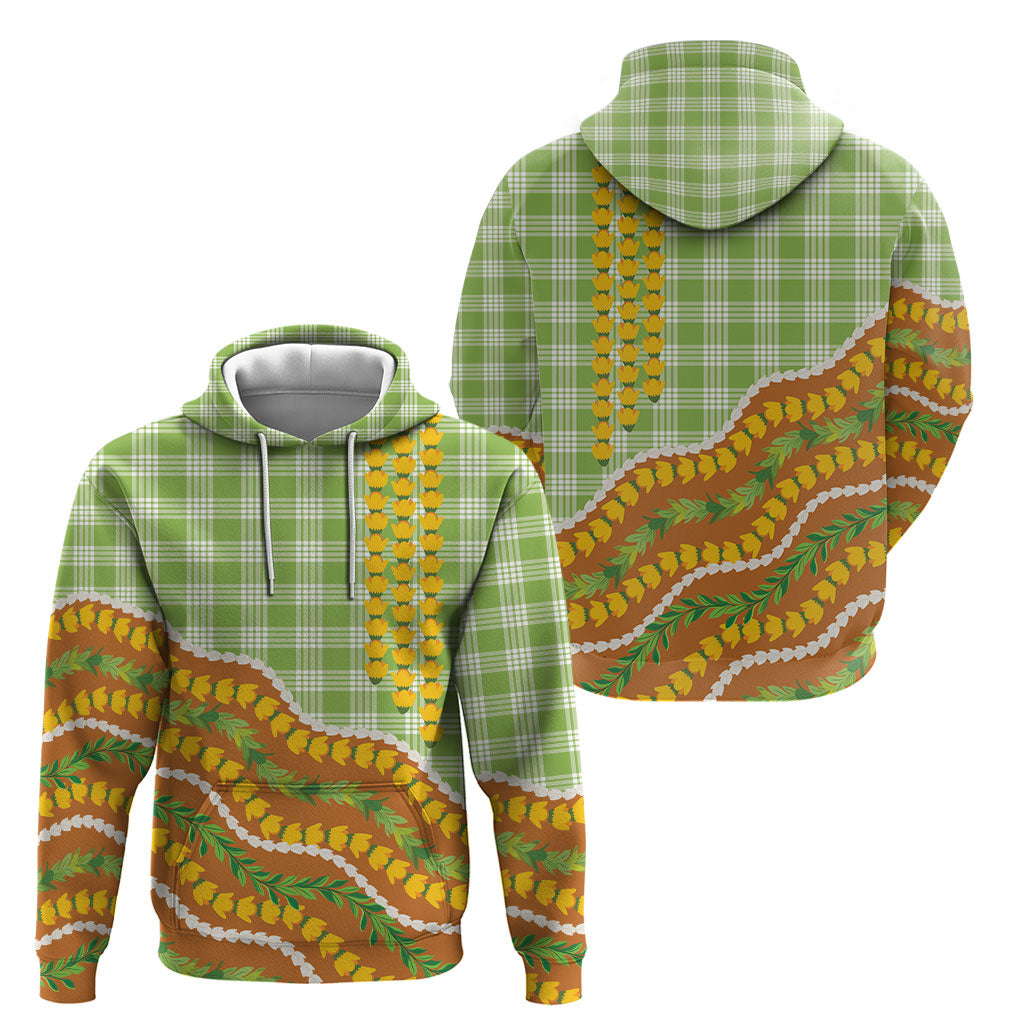 Hawaii Leis Palaka Motifs Hoodie Pikake Pakalana Maile Ilima Kakau Style