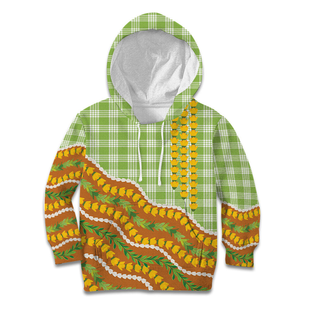 Hawaii Leis Palaka Motifs Kid Hoodie Pikake Pakalana Maile Ilima Kakau Style