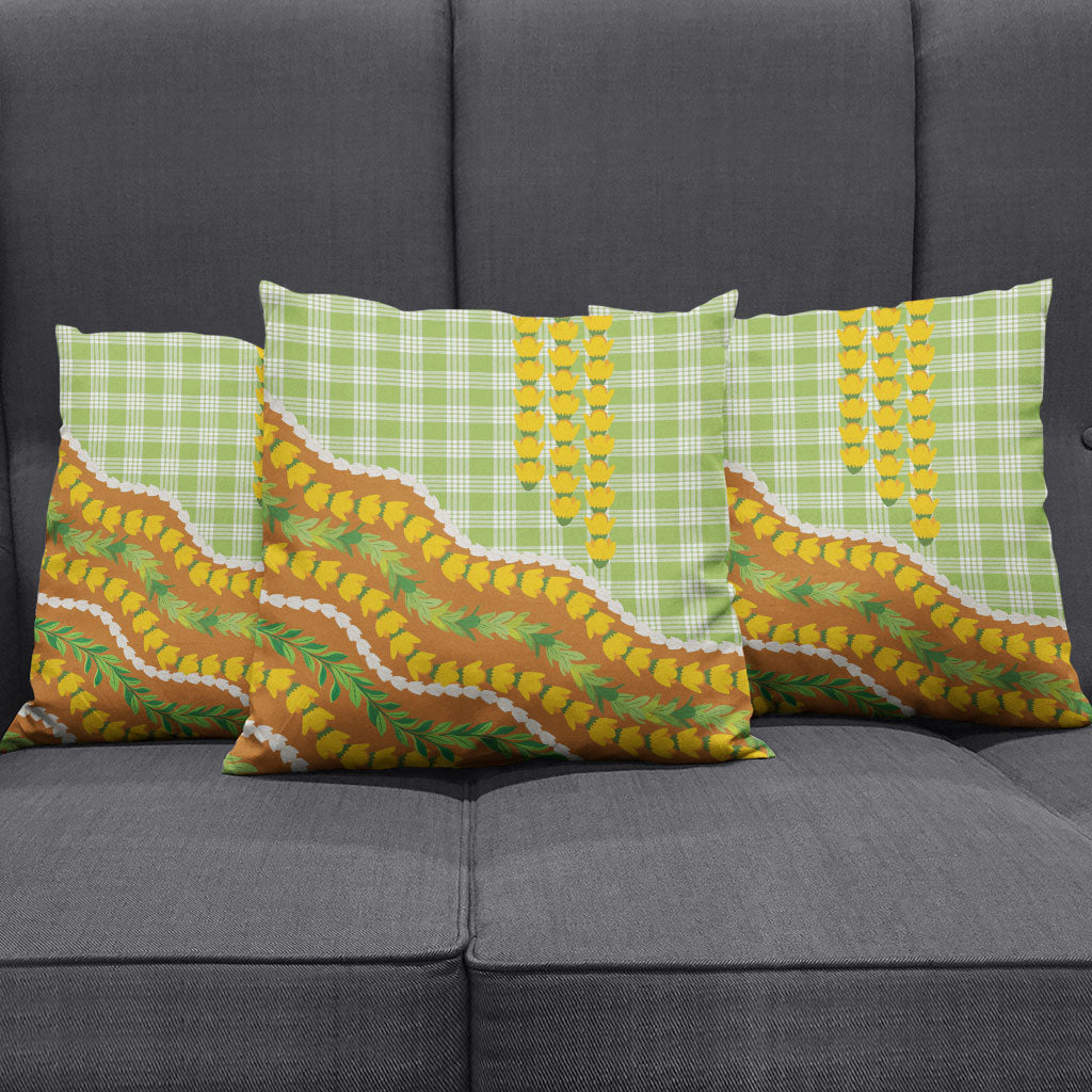 Hawaii Leis Palaka Motifs Pillow Cover Pikake Pakalana Maile Ilima Kakau Style