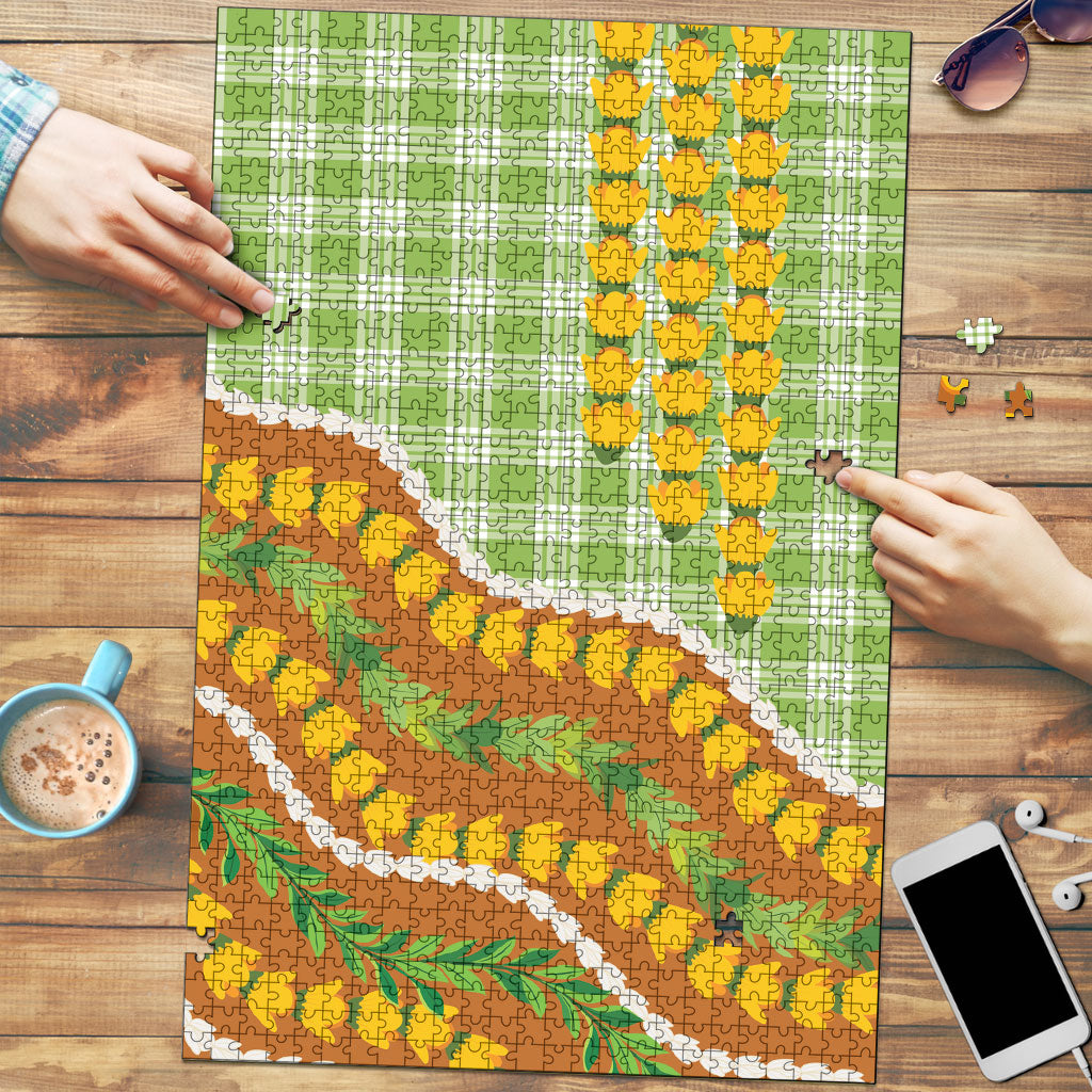 Hawaii Leis Palaka Motifs Puzzle Pikake Pakalana Maile Ilima Kakau Style LT14 Multicolor - Polynesian Pride