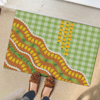 Hawaii Leis Palaka Motifs Rubber Doormat Pikake Pakalana Maile Ilima Kakau Style
