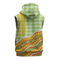Hawaii Leis Palaka Motifs Sleeveless Hoodie Pikake Pakalana Maile Ilima Kakau Style