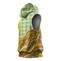 Hawaii Leis Palaka Motifs Sleeveless Hoodie Pikake Pakalana Maile Ilima Kakau Style