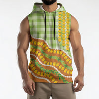 Hawaii Leis Palaka Motifs Sleeveless Hoodie Pikake Pakalana Maile Ilima Kakau Style