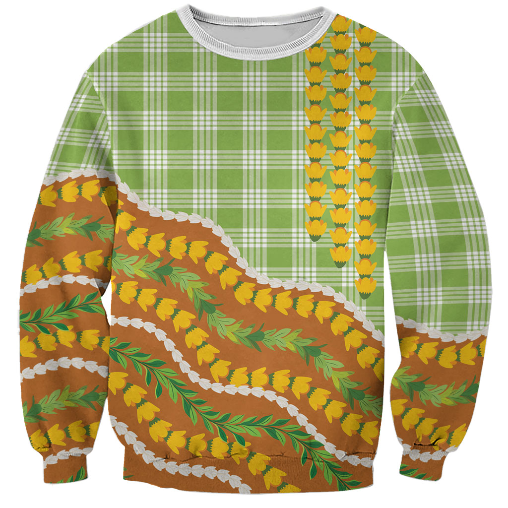 Hawaii Leis Palaka Motifs Sweatshirt Pikake Pakalana Maile Ilima Kakau Style LT14 Unisex Multicolor - Polynesian Pride