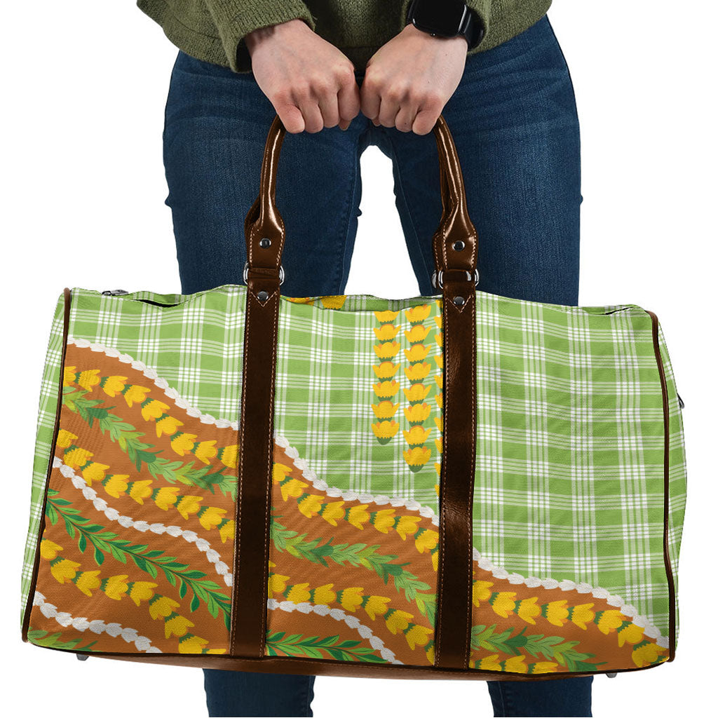 Hawaii Leis Palaka Motifs Travel Bag Pikake Pakalana Maile Ilima Kakau Style LT14 Multicolor - Polynesian Pride