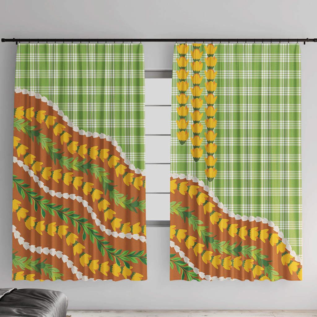 Hawaii Leis Palaka Motifs Window Curtain Pikake Pakalana Maile Ilima Kakau Style LT14 With Hooks Multicolor - Polynesian Pride