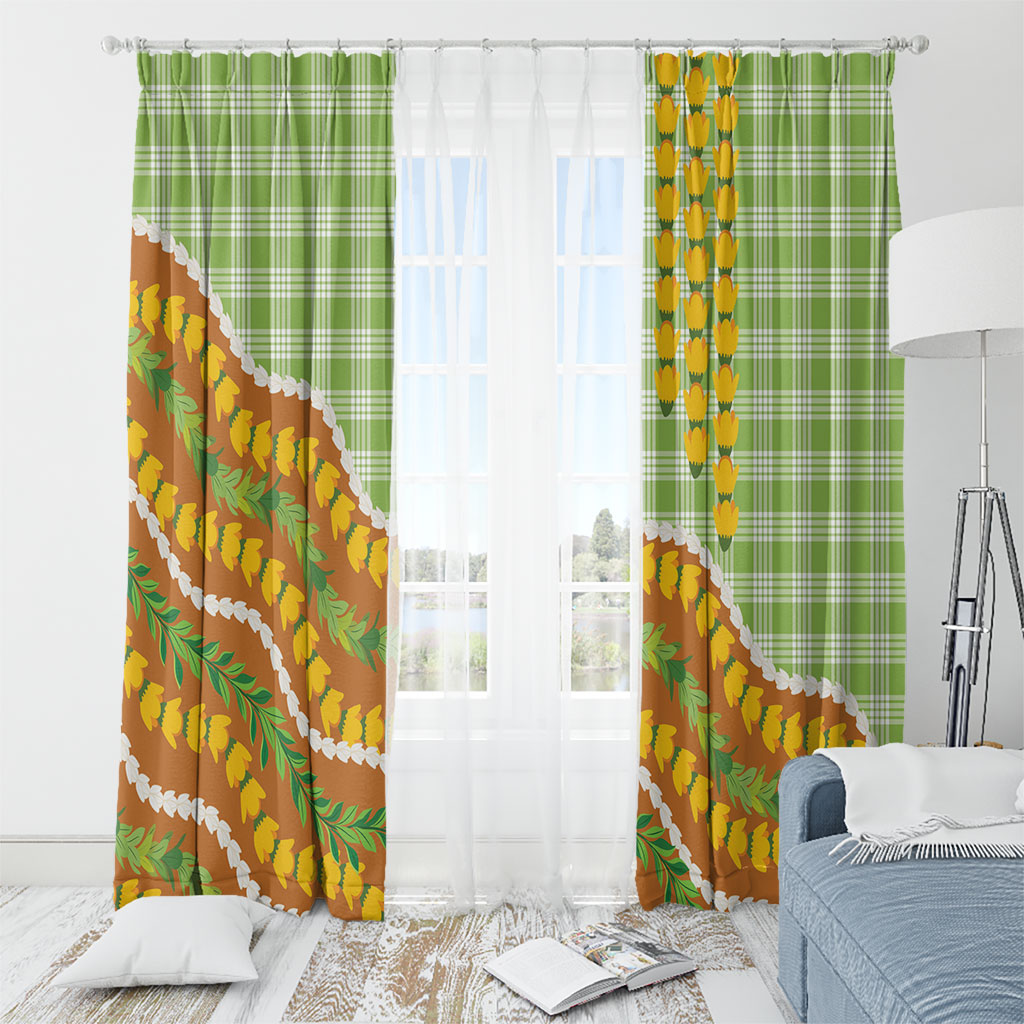 Hawaii Leis Palaka Motifs Window Curtain Pikake Pakalana Maile Ilima Kakau Style