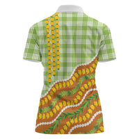 Hawaii Leis Palaka Motifs Women Polo Shirt Pikake Pakalana Maile Ilima Kakau Style