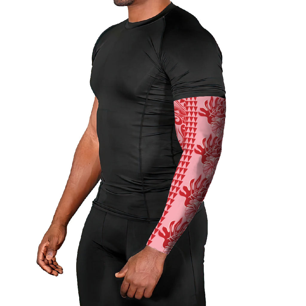 Red Hibiscus Monstera Seamless Kakau Hawaii Arm Sleeves LT14 - Polynesian Pride