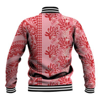 Red Hibiscus Monstera Seamless Kakau Hawaii Baseball Jacket LT14 - Polynesian Pride