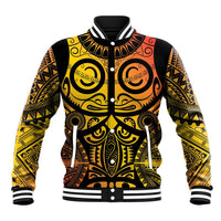 Marquesas Islands Baseball Jacket Marquesan Tattoo Yellow Gradient - Polynesian Pride