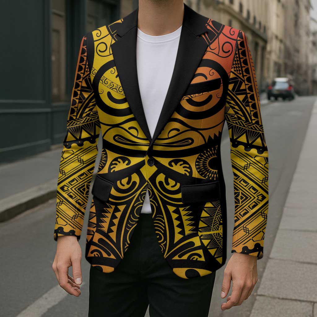 Marquesas Islands Blazer Marquesan Tattoo Yellow Gradient - Polynesian Pride