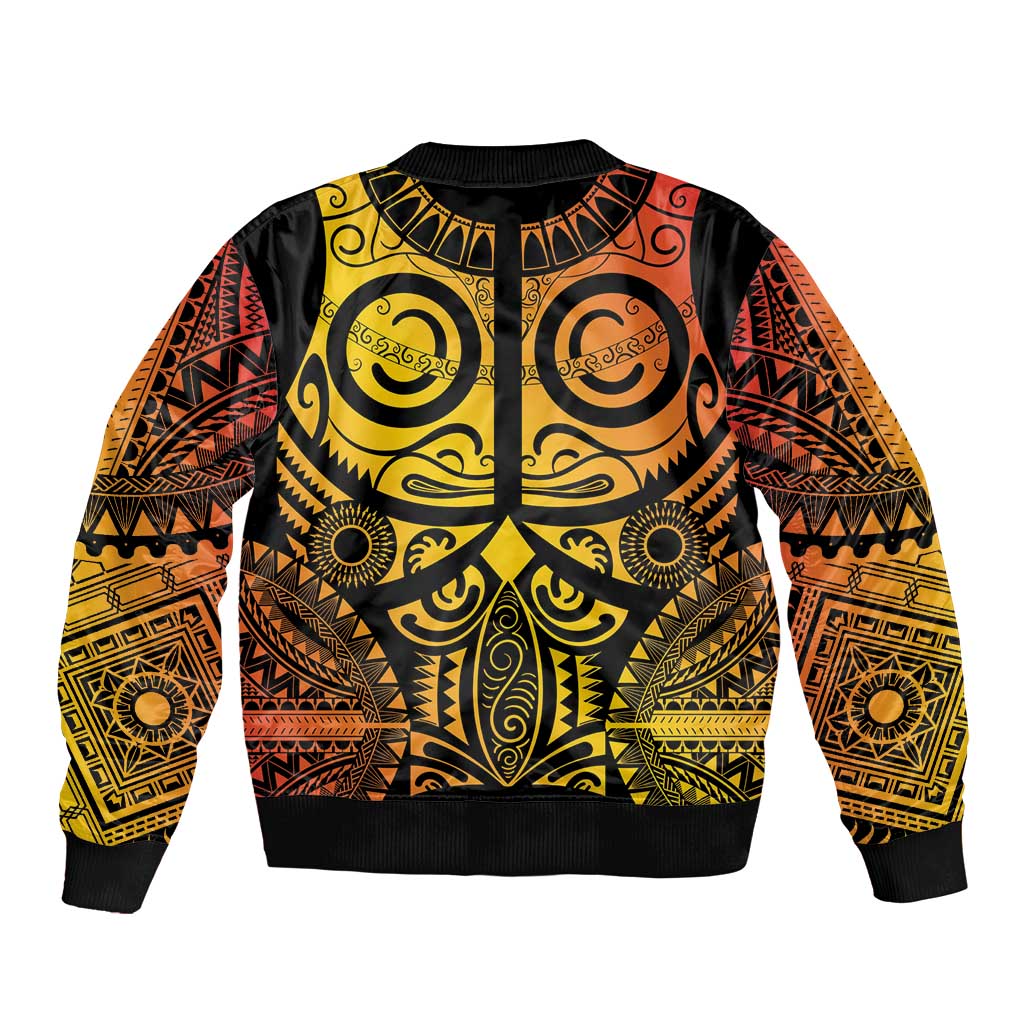 Marquesas Islands Bomber Jacket Marquesan Tattoo Yellow Gradient - Polynesian Pride