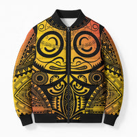 Marquesas Islands Bomber Puffer Jacket Marquesan Tattoo Yellow Gradient - Polynesian Pride