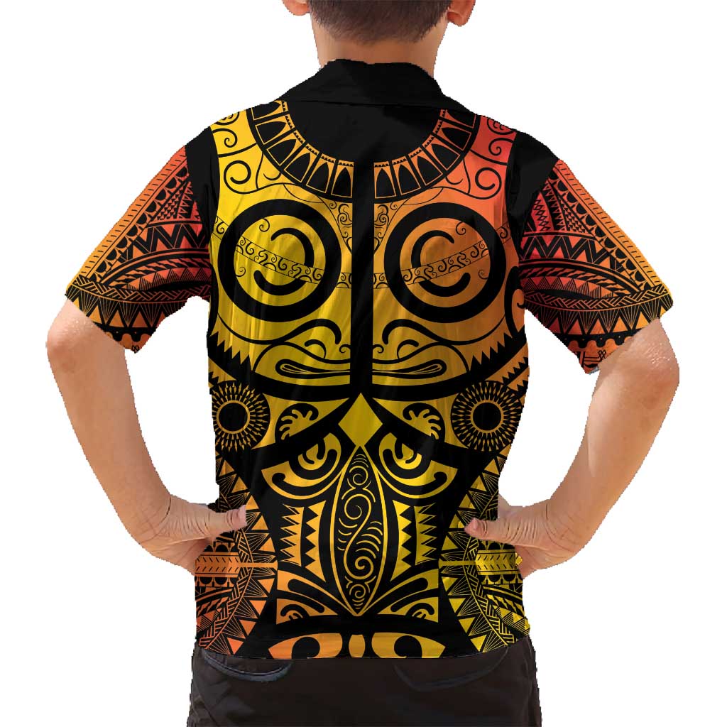 Marquesas Islands Family Matching Summer Maxi Dress and Hawaiian Shirt Marquesan Tattoo Yellow Gradient - Polynesian Pride
