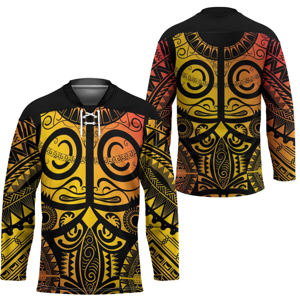 Marquesas Islands Hockey Jersey Marquesan Tattoo Yellow Gradient - Polynesian Pride
