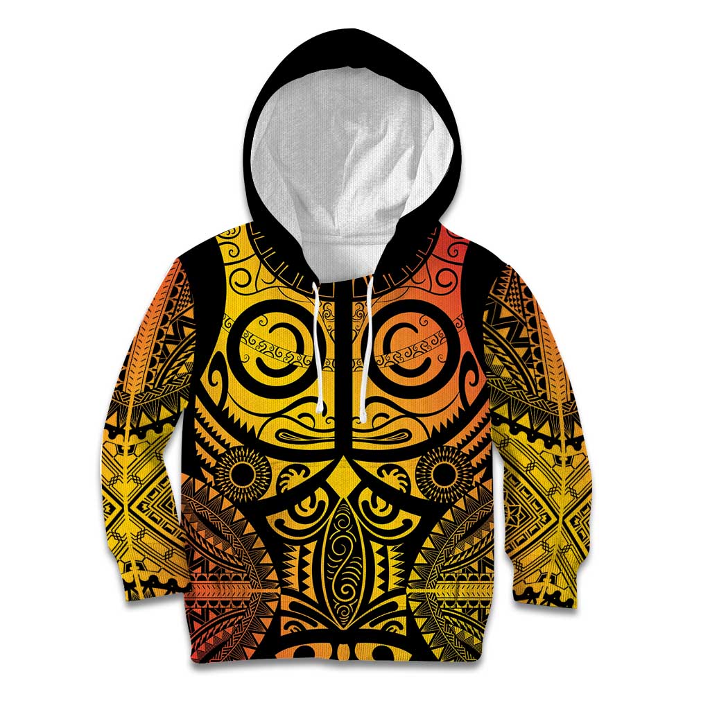 Marquesas Islands Kid Hoodie Marquesan Tattoo Yellow Gradient - Polynesian Pride