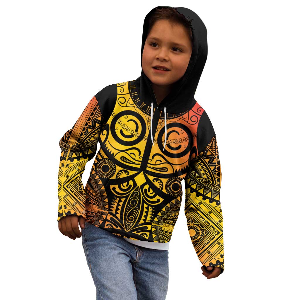 Marquesas Islands Kid Hoodie Marquesan Tattoo Yellow Gradient - Polynesian Pride