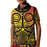 Marquesas Islands Kid Polo Shirt Marquesan Tattoo Yellow Gradient - Polynesian Pride