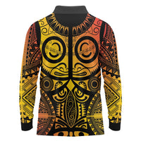 Marquesas Islands Long Sleeve Polo Shirt Marquesan Tattoo Yellow Gradient - Polynesian Pride