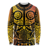 Marquesas Islands Long Sleeve Shirt Marquesan Tattoo Yellow Gradient - Polynesian Pride
