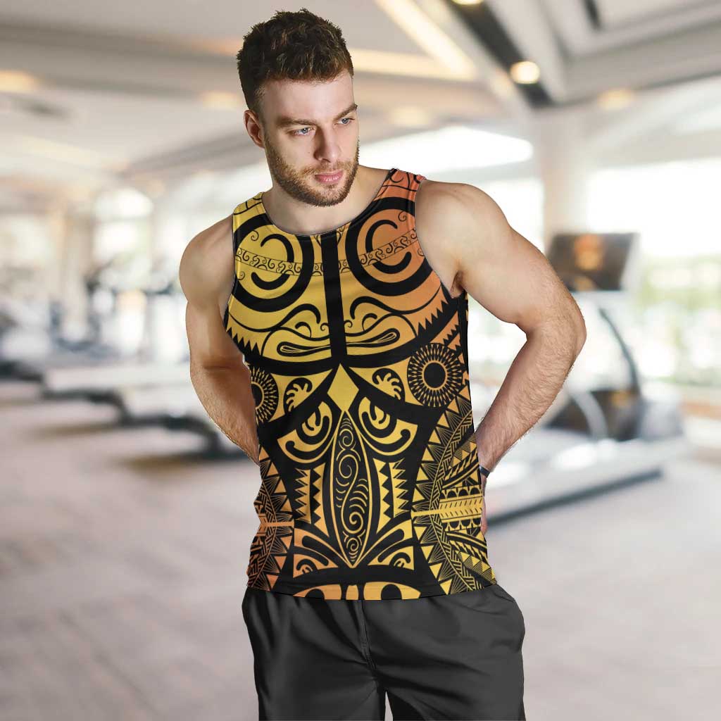 Marquesas Islands Men Tank Top Marquesan Tattoo Yellow Gradient - Polynesian Pride