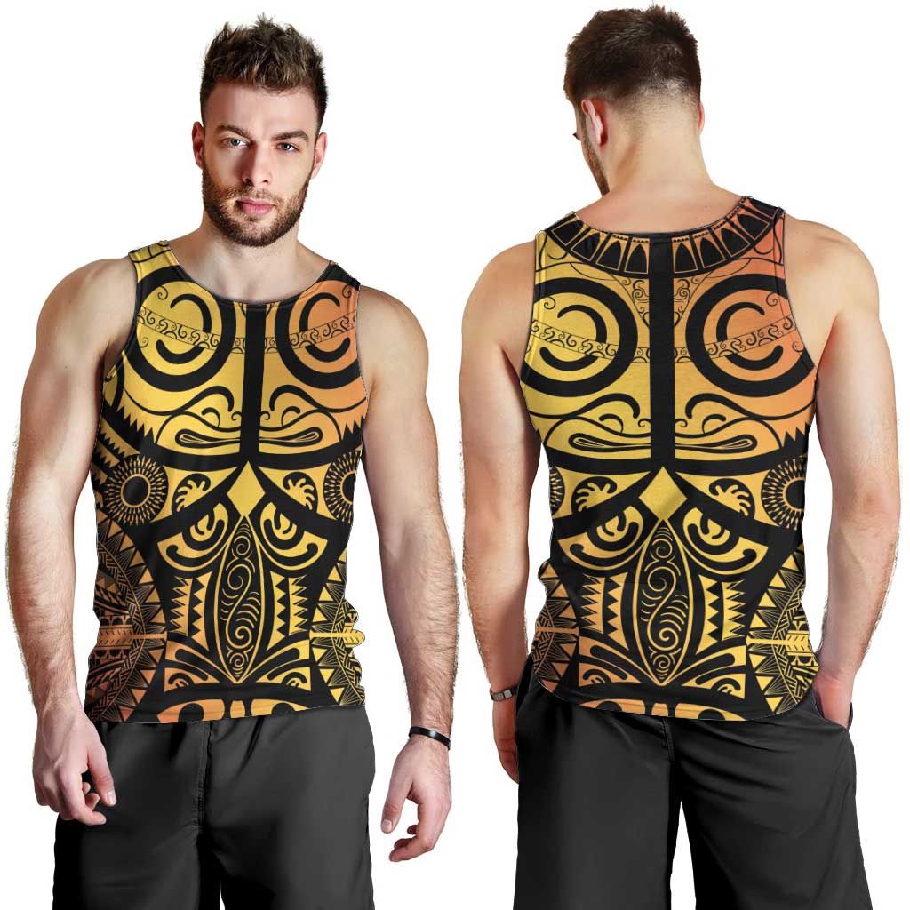 Marquesas Islands Men Tank Top Marquesan Tattoo Yellow Gradient - Polynesian Pride