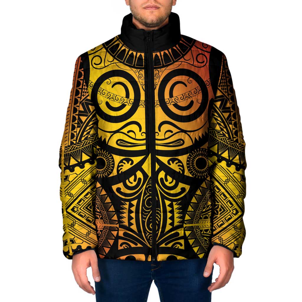 Marquesas Islands Padded Jacket Marquesan Tattoo Yellow Gradient - Polynesian Pride