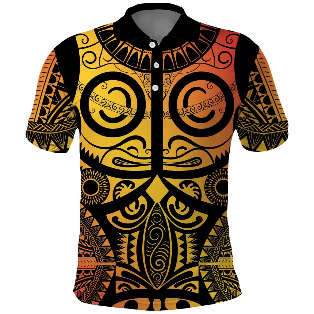 Marquesas Islands Polo Shirt Marquesan Tattoo Yellow Gradient - Polynesian Pride