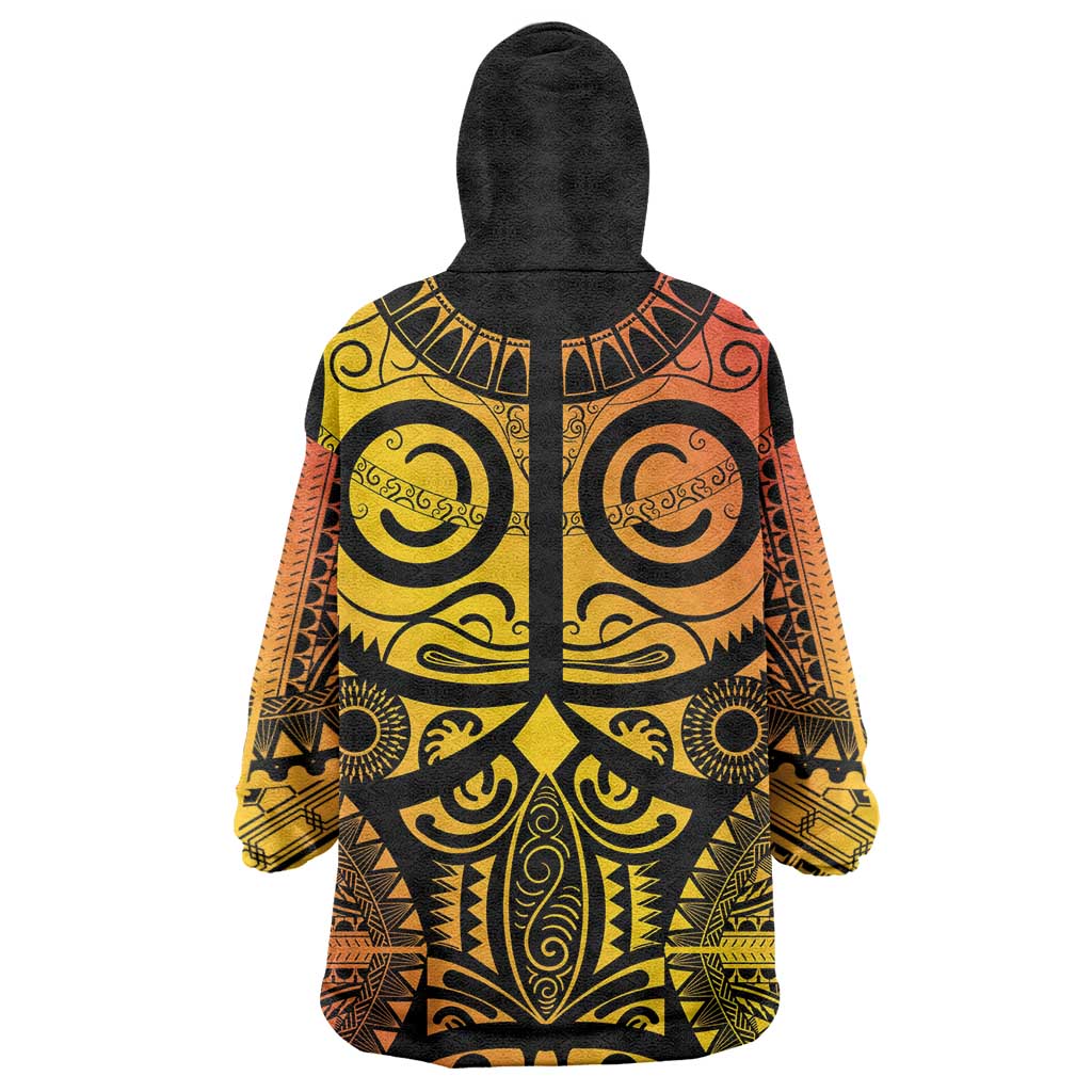 Marquesas Islands Wearable Blanket Hoodie Marquesan Tattoo Yellow Gradient - Polynesian Pride