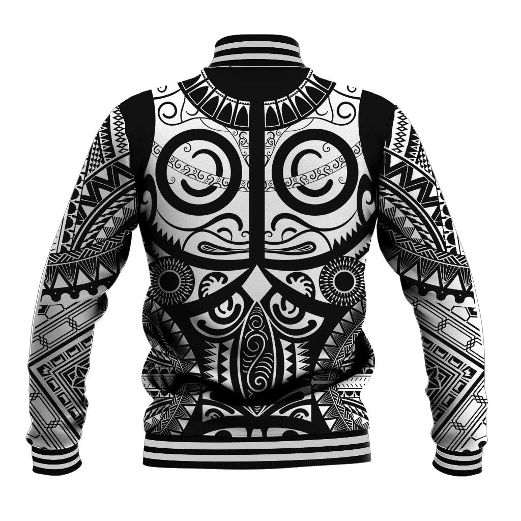 Marquesas Islands Baseball Jacket Marquesan Tattoo Black White Color - Polynesian Pride
