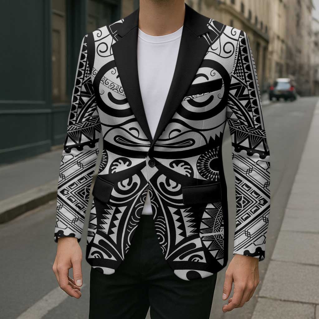 Marquesas Islands Blazer Marquesan Tattoo Black White Color - Polynesian Pride