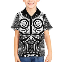 Marquesas Islands Family Matching Long Sleeve Bodycon Dress and Hawaiian Shirt Marquesan Tattoo Black White Color - Polynesian Pride