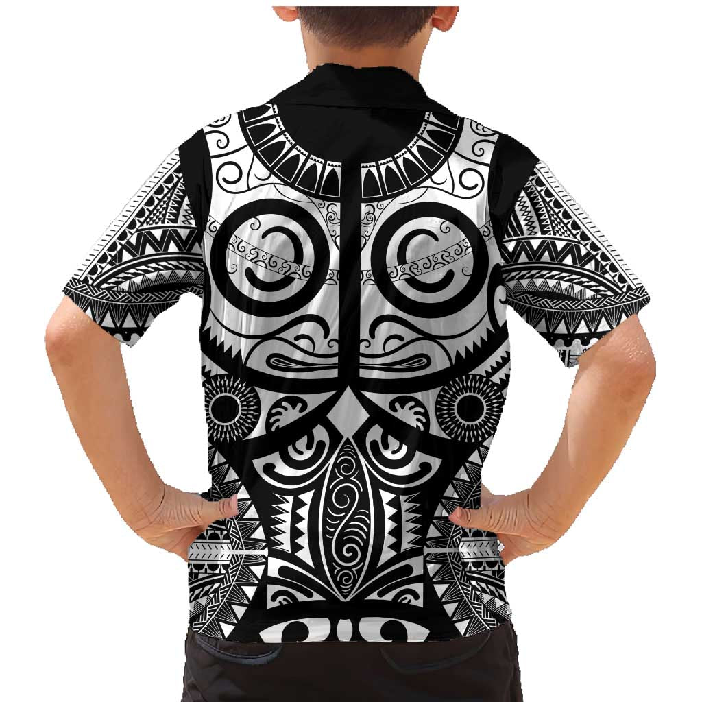 Marquesas Islands Family Matching Mermaid Dress and Hawaiian Shirt Marquesan Tattoo Black White Color - Polynesian Pride