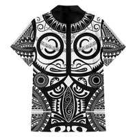 Marquesas Islands Family Matching Puletasi and Hawaiian Shirt Marquesan Tattoo Black White Color - Polynesian Pride