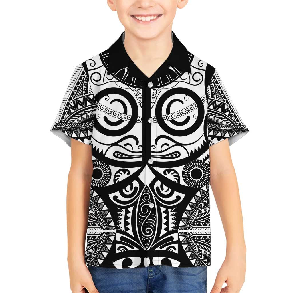 Marquesas Islands Family Matching Summer Maxi Dress and Hawaiian Shirt Marquesan Tattoo Black White Color - Polynesian Pride