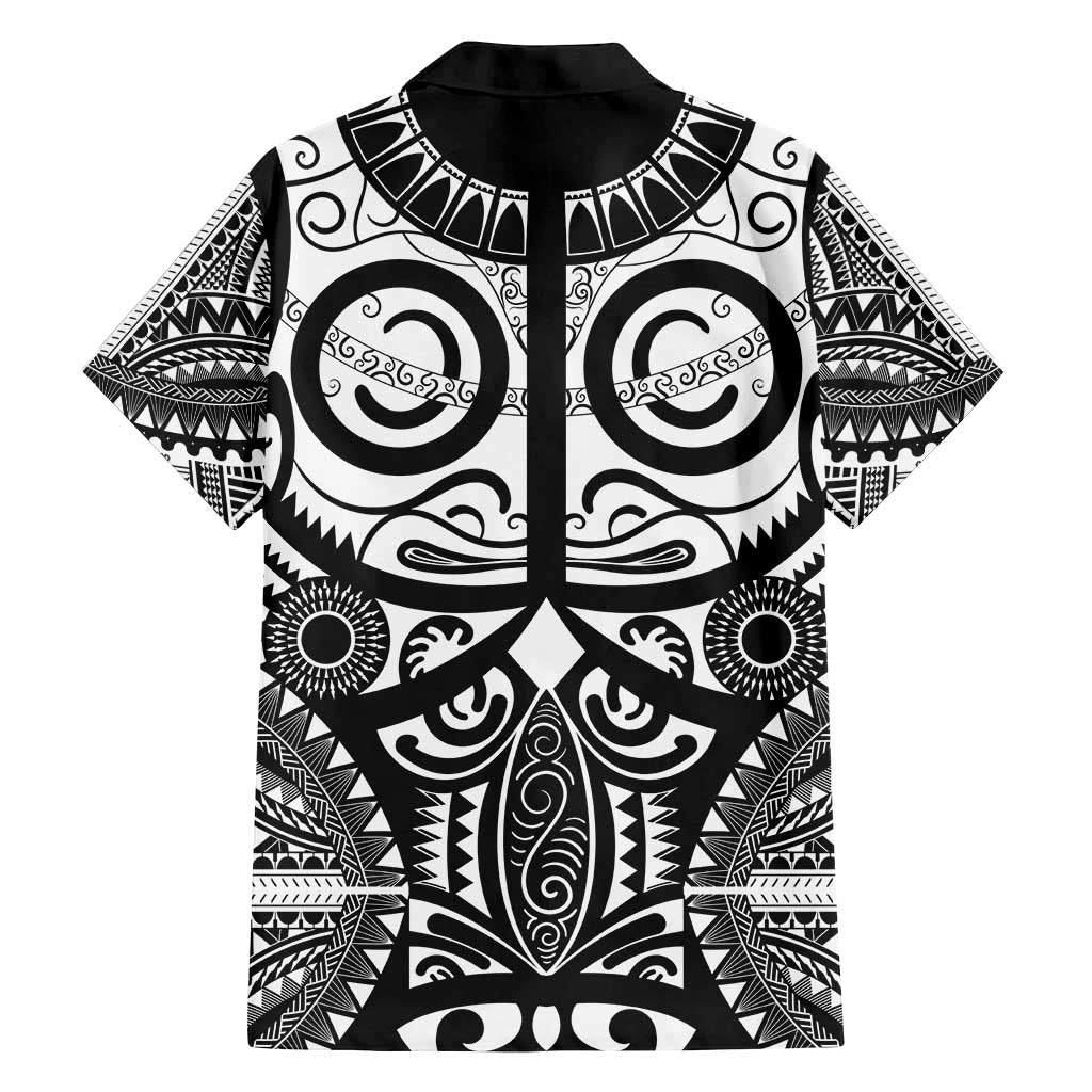Marquesas Islands Family Matching Tank Maxi Dress and Hawaiian Shirt Marquesan Tattoo Black White Color - Polynesian Pride