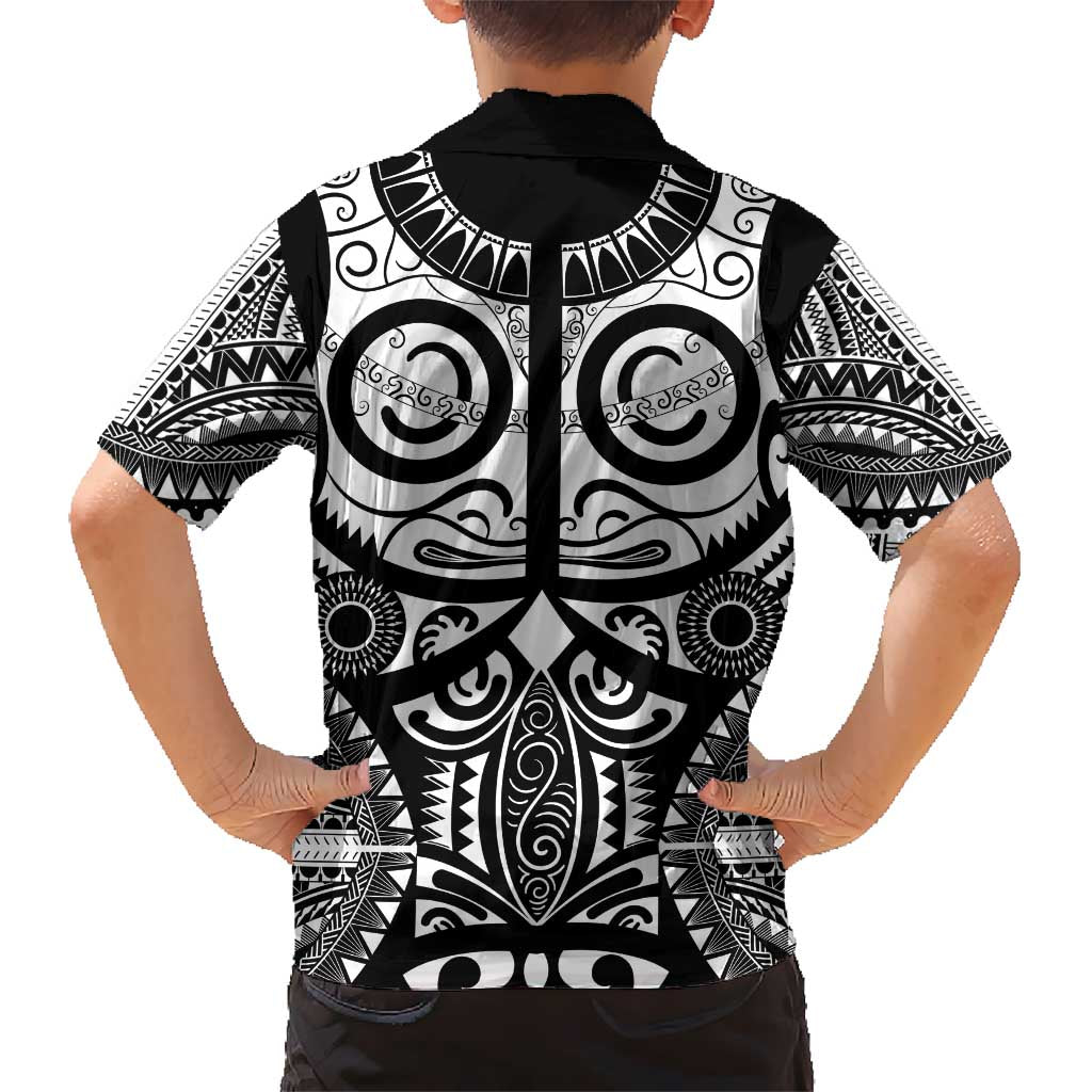 Marquesas Islands Kid Hawaiian Shirt Marquesan Tattoo Black White Color - Polynesian Pride