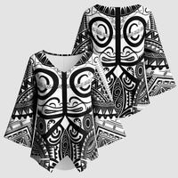 Marquesas Islands Kimono Sleeve Blouse Marquesan Tattoo Black White Color - Polynesian Pride