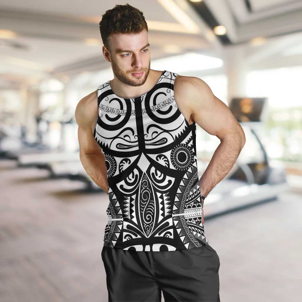Marquesas Islands Men Tank Top Marquesan Tattoo Black White Color - Polynesian Pride