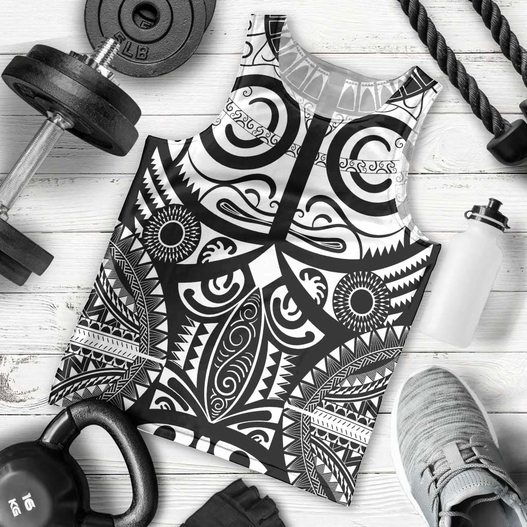 Marquesas Islands Men Tank Top Marquesan Tattoo Black White Color - Polynesian Pride