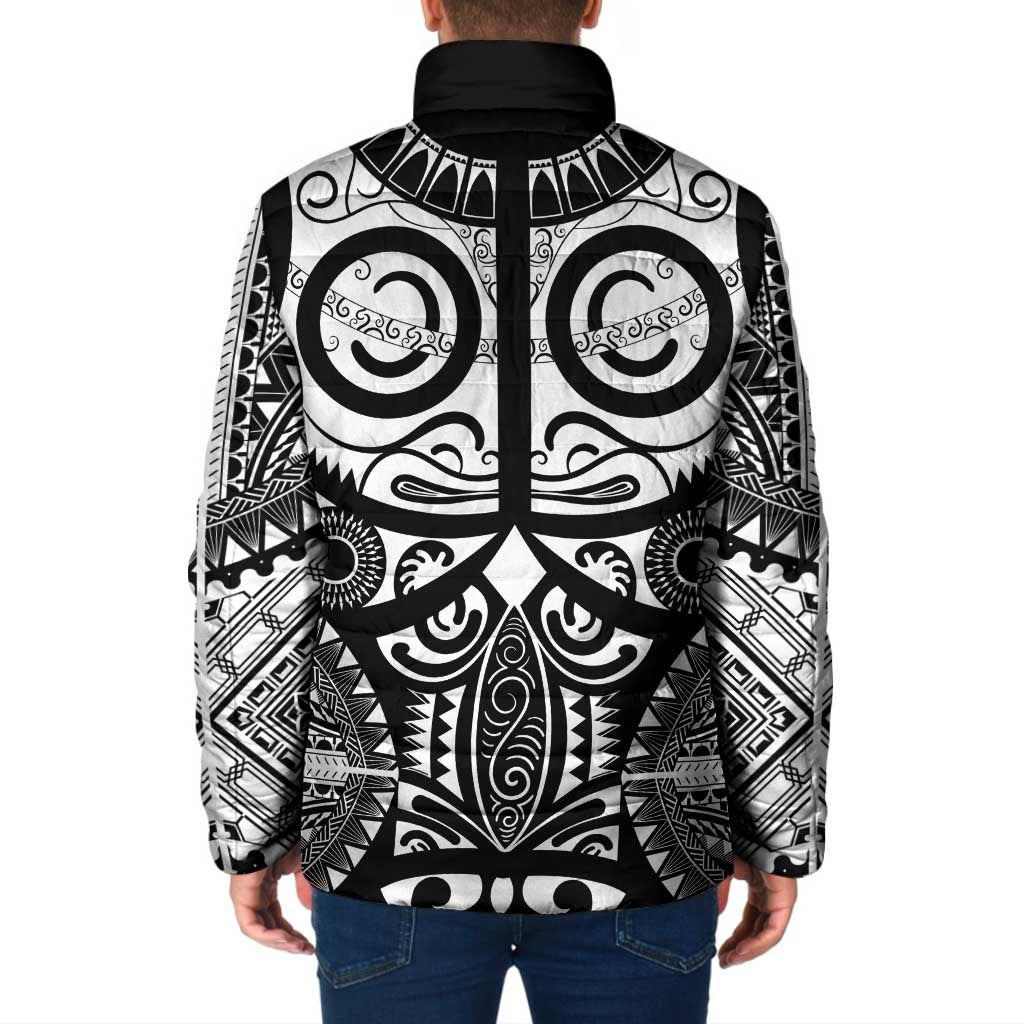 Marquesas Islands Padded Jacket Marquesan Tattoo Black White Color - Polynesian Pride